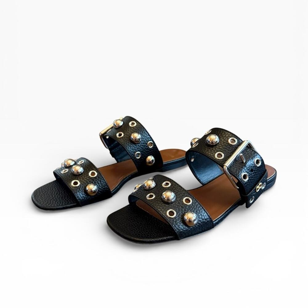 Valentino Garavani Nellcôte Studded Leather Slide Sandals Black EU 38 US 8